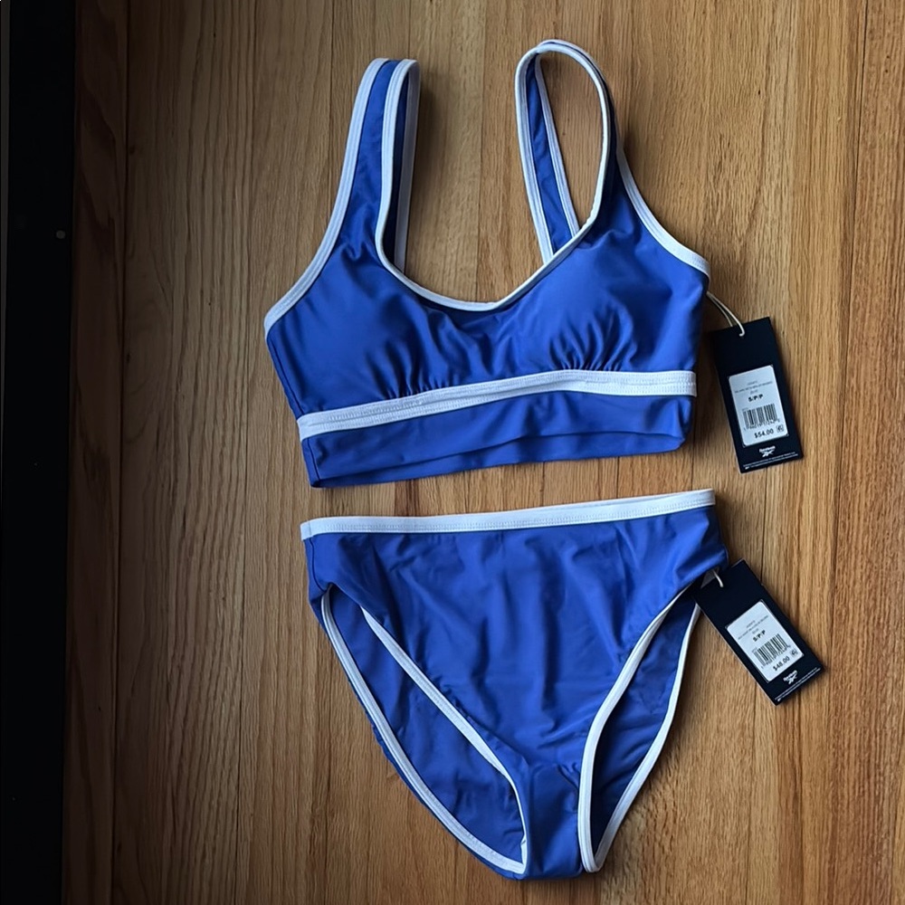 Reebok Blue and White Bikini Set